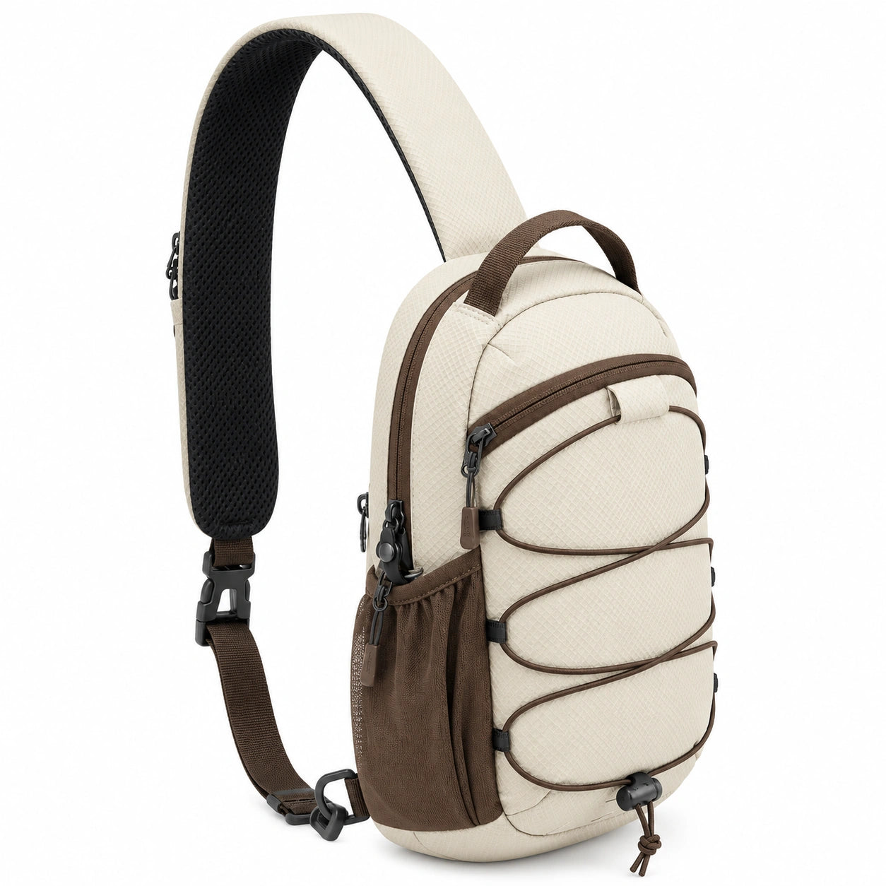Mochila Bandolera Beige y Marrón para Uso Diario 5L