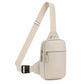 Mochila bandolera unisex beige con cremallera 20x5x25cm