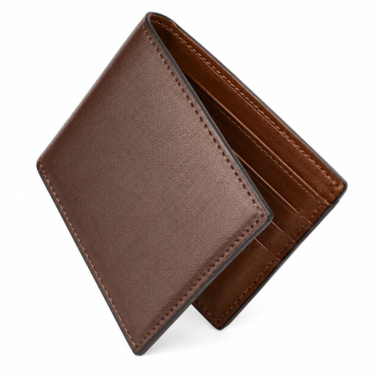 Cartera plegable marrón para hombre con múltiples ranuras y diseño clásico