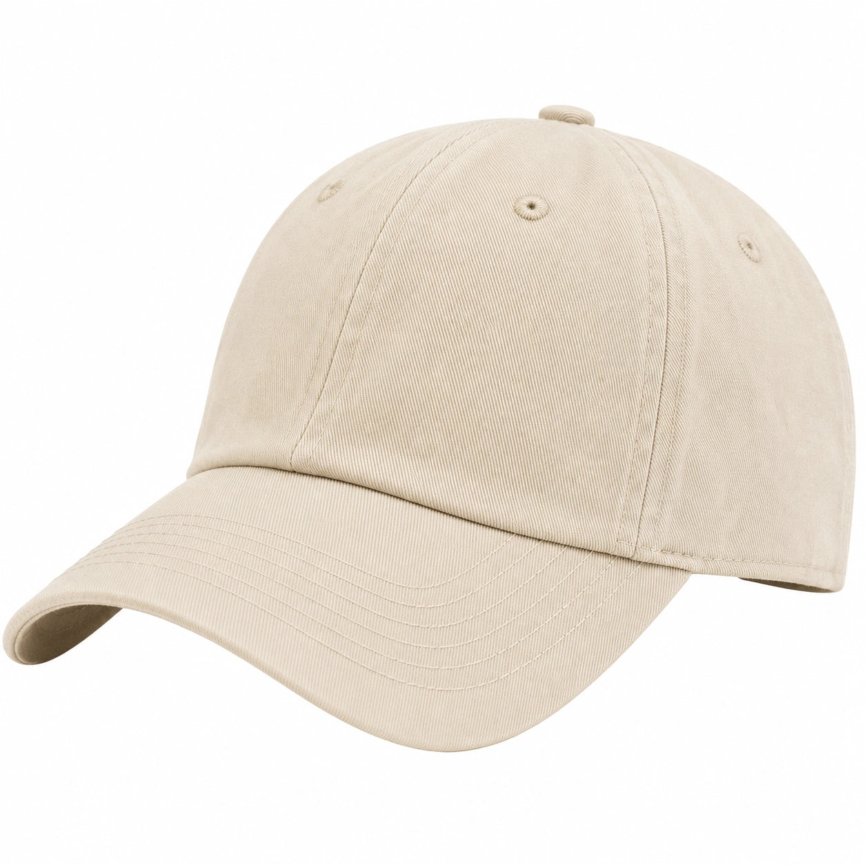 Gorra de béisbol unisex beige ajustable con visera curva