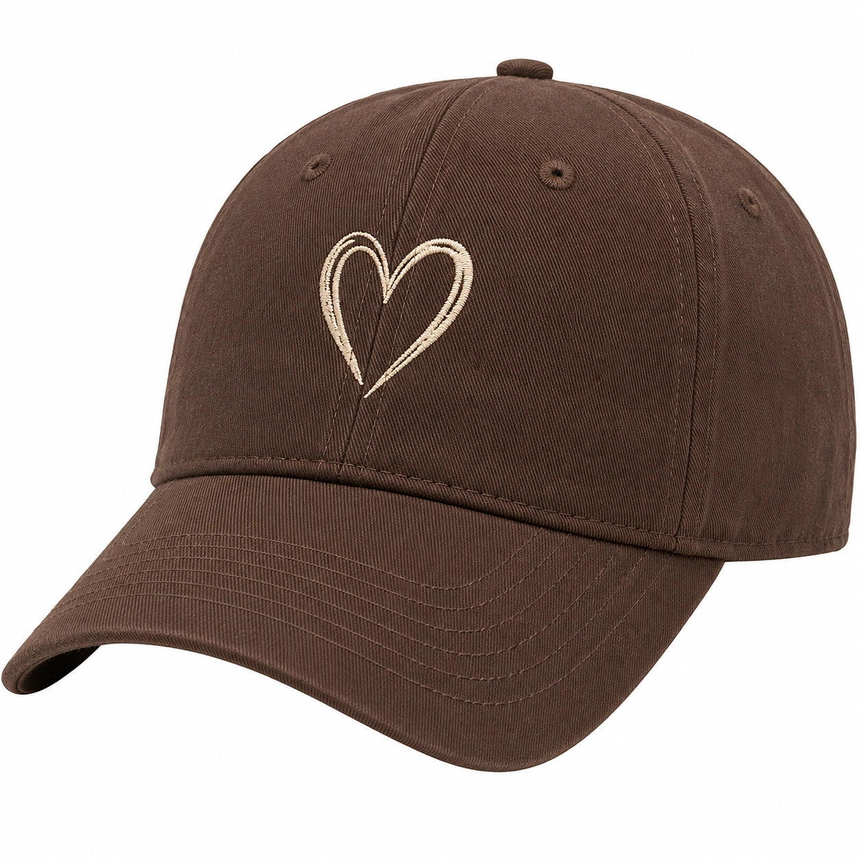 Gorra Marrón Ajustable con Bordado de Corazón