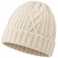 Gorro de punto trenzado beige para adultos