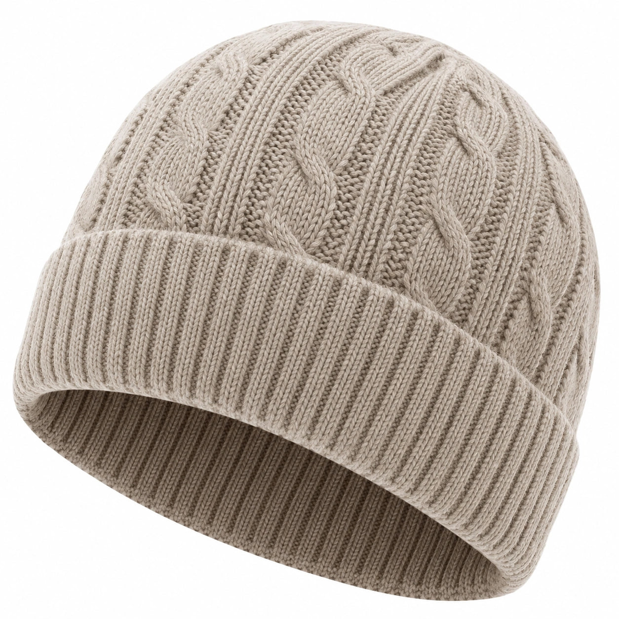 Gorro de Punto Trenzado Beige