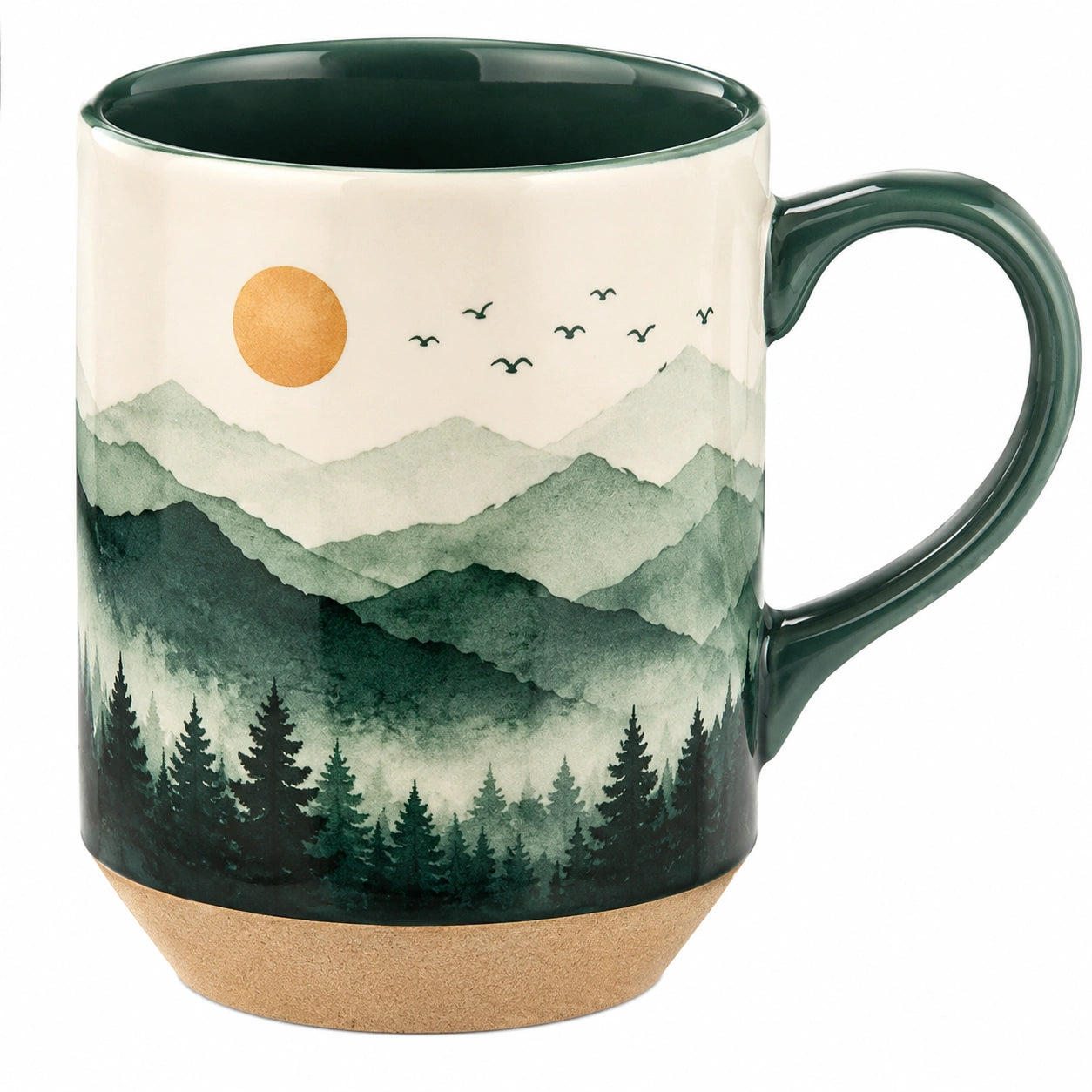 Taza de cerámica paisaje montañoso 300ml Verde/Beige