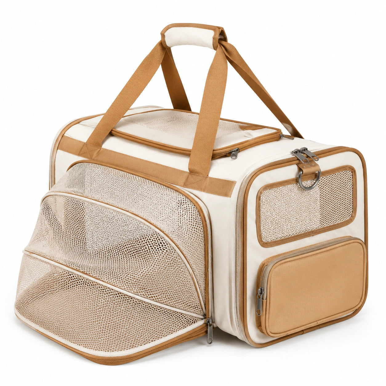 Transportín Plegable para Mascotas Beige/Marrón